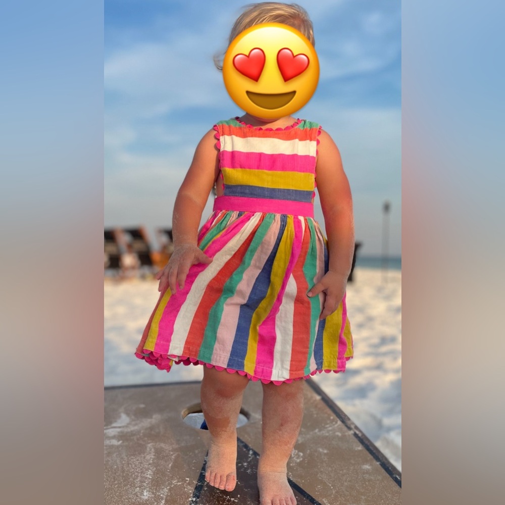Mini Boden Rainbow Striped Dress EUC Size 2-3T